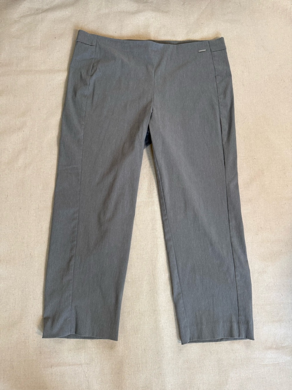 Anne Klein Grey Cropped Pull On Pants Womens XL Elastic Waist Stretch Trousers